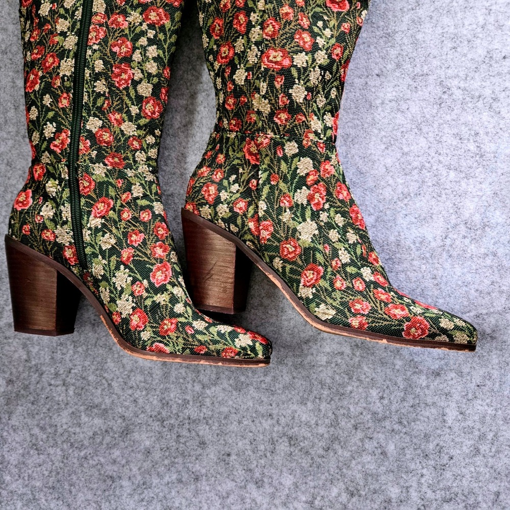 Jessica Simpson Ravyn Floral Tapestry Knee High Boots Square Toe Block Heel 10.5 - Picture 5 of 8